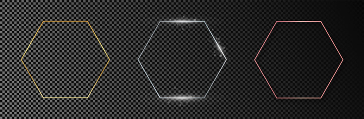 Set of three hexagon frames