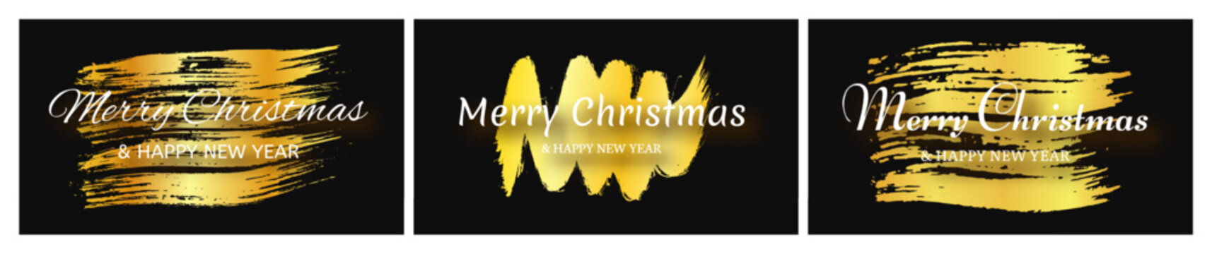 Merry Christmas and Happy New Year incription on gold smear