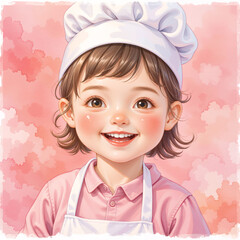 little girl with chef hat