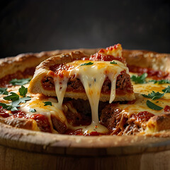 Cheesy Chicago deep dish pizza with tasty toppings