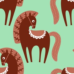 Christmas animals seamless horse pattern for wrapping paper and fabrics and party and kids print