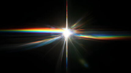 Shiny spectrum neon transparent crystal rainbow ray diamond lens sparkle light effect glass bokeh glitter beam bright background rainbow light radiant flash reflex white background
