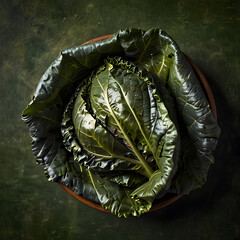 Slowcooked collard greens served in a rustic bowl with vibrant greens