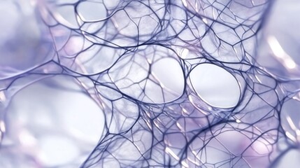 Dipeptide biomolecular network forming organic filamentous microstructure. Biomolecular network showing connected organic filamentous microstructure under a microscope