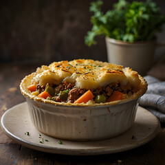 Cottage pie with flavorful meat and vegetables served warm