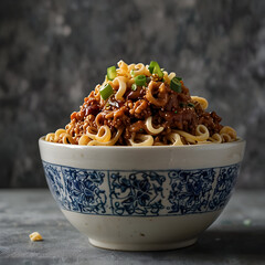 Flavorful dan dan noodles topped with fresh green onions
