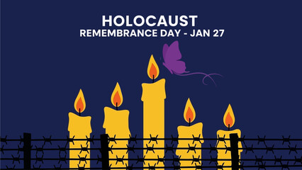Holocaust Remembrance Day observed with candles and barbed wire