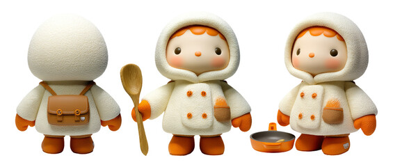 Fototapeta premium Charming 3D Chibi Chef Character in Adorable White Outfit with Cooking Tools