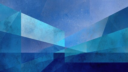 Abstract geometric composition with overlapping blue and cyan rectangular shapes, textural effects