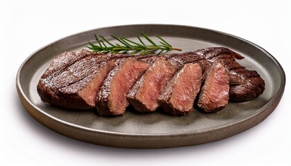 churrasco on plate on white background