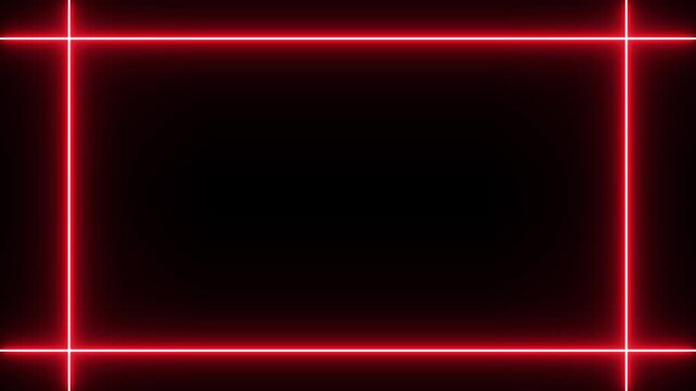 Flickering Light laser Line glowing neon border frame red color, isolated on transparent background