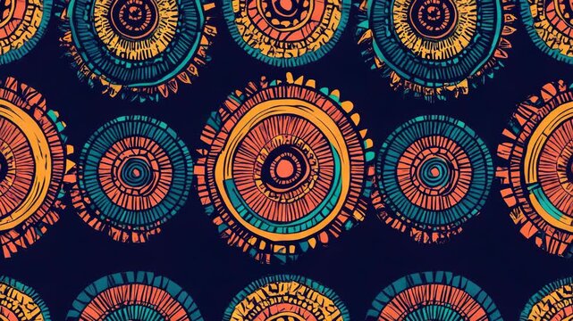 Colorful round pattern for wallpaper or fabric.