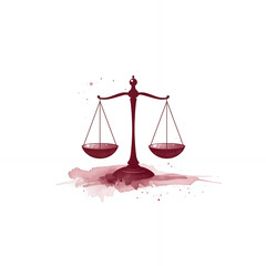 scales of justice with red ribbon