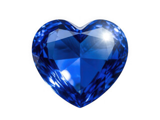 Beautiful heart shaped blue sapphire gemstone isolated on transparent background