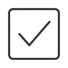 Minimal checkbox unchecked thin border, #333, isolated on transparent, UI kit ready