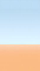 Minimal horizon line at golden ratio, pale sky blue over warm sand, serene futurism, no texture