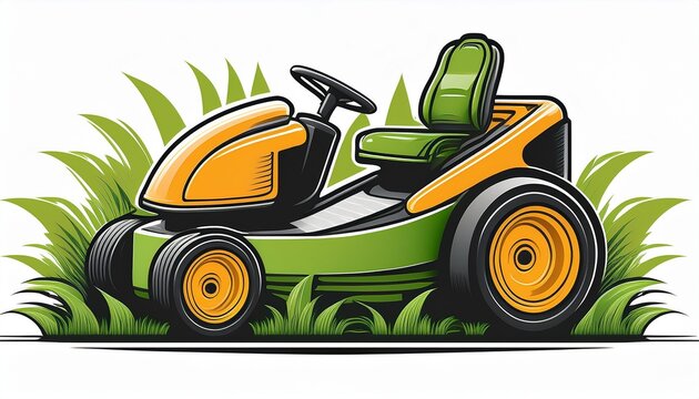zero turn lawn mower lawn care logo on white background