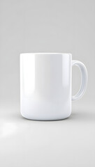 Obraz premium Minimalist white ceramic mug on pure #f8f8f8 background, studio lighting, soft shadow, 8k, alpha channel