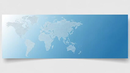 Tourism Day Banner with Subtle World Map Pattern on Blue Gradient Background &mdash; Clean Modern Travel Concept