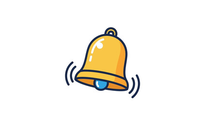 Vibrant ringing bell icon with blue accents on white background