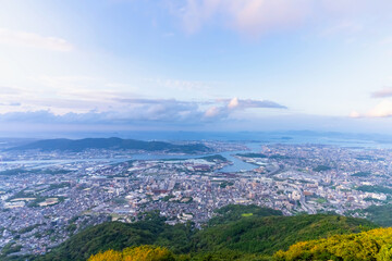 福岡県・皿倉山から望む都市風景　夕景