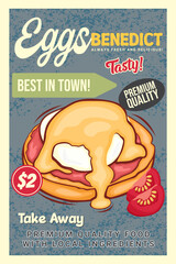 Retro Eggs Benedict Food Advertisement Poster