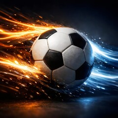 High-Speed Soccer Ball with Fire and Ice Energy Trails