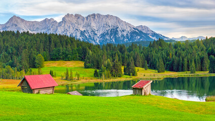 Alpine landscape Geroldsee lake, Bavaria Germany