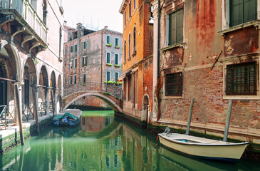 Narrow canal Venice Italy