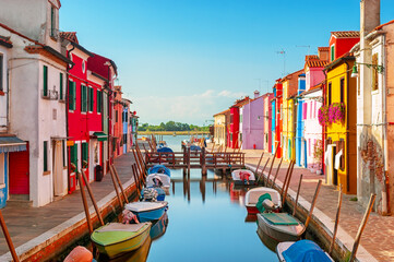Narrow canal Burano Italy