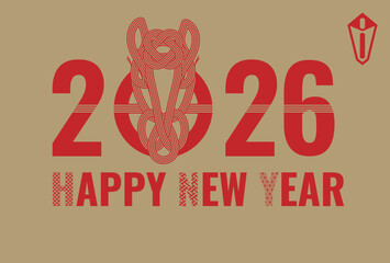 おしゃれシンプルな2026年午年年賀状
