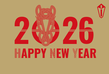 おしゃれシンプルな2026年午年年賀状
