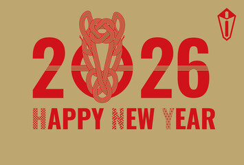 おしゃれシンプルな2026年午年年賀状
