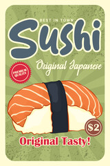 Vintage Japanese Sushi Advertisement Poster