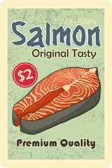 Retro Salmon Fillet Advertisement Poster