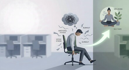 Emotional fatigue and corporate burnout concept