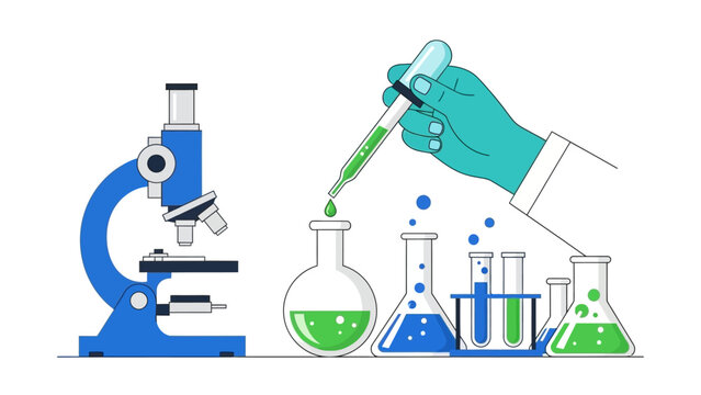 Science lab tools and experiments in flat design