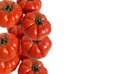 Ripe heirloom tomatoes creating a vertical border