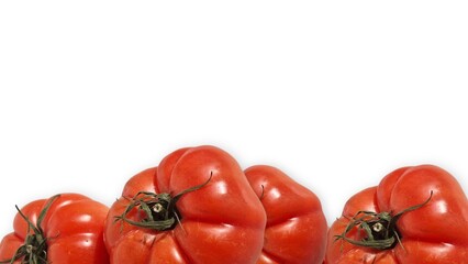 Fresh ripe red tomatoes on white background