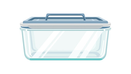 Clear glass storage container with blue lid for kitchen organization