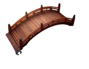  Rustic Wooden Footbridge with Stone and Leaf Accents