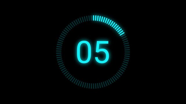 Cyan blue neon digital count up timer 30 seconds for fitness and gaming