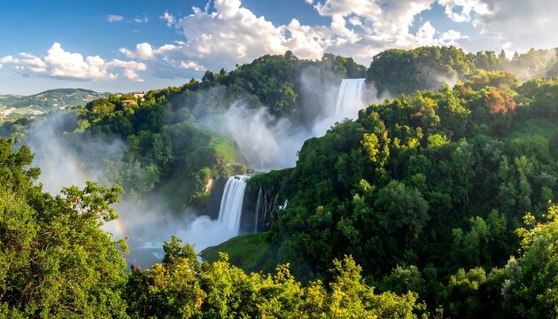 Cascata delle Marmore, Umbria, Italy: Majestic waterfalls amidst lush greenery