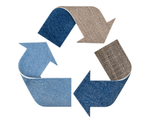 Recycling Symbol Made from Fabric and Denim Pieces