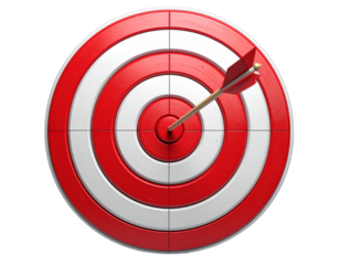  Red and White Bullseye Target with Arrow Centered