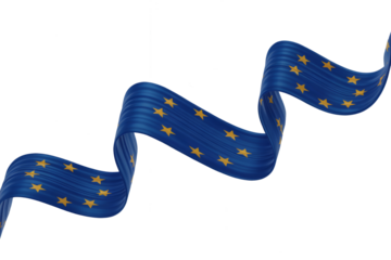 Elegant European Union flag ribbon flowing gracefully, symbolizing unity and collaboration, ideal for global business concepts