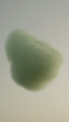 Soft organic blob: muted sage green, blurred edges, floating on warm gray, zero detail, calming