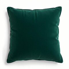 A single, plush velvet cushion in deep emerald green, showing its soft texture against a clean white backdrop.