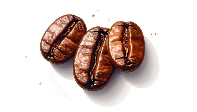 Exquisite detail illustration of aromatic coffee beans isolated on white background
