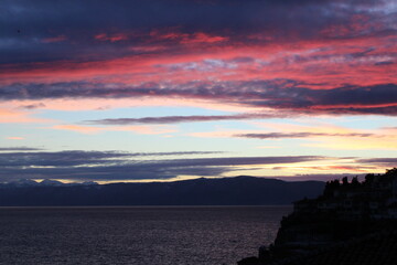 Obraz premium Sunset over Ohrid lake